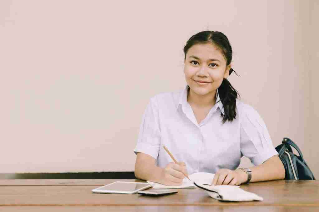 secondary school student studying