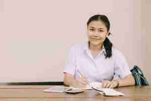 secondary school student studying